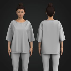 Ladies Boat Neckline Drop Shoulder Oversized Tee Tech Pack