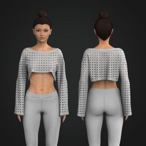 Ladies Boat Neckline Flared Sleeve Micro Long Sleeve Knitted Top Tech Pack