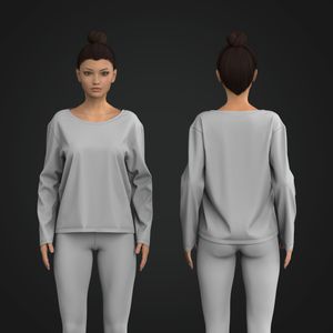 Ladies Boat Neckline Knuckle Length Long Sleeve Top Tech Pack