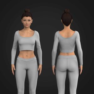 Ladies Boat Neckline Long Sleeve Crop Tee Tech Pack