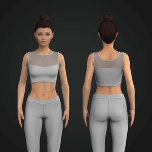 Ladies Boat Neckline Mesh Crop Bra Tech Pack