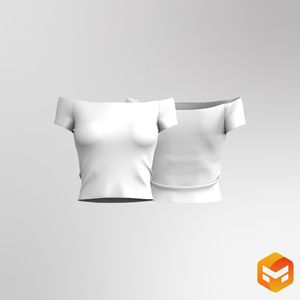 Ladies Boat Neckline Off Shoulder Crop Top 3D Garment