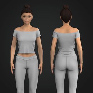 Ladies Boat Neckline Off Shoulder Crop Top Tech Pack