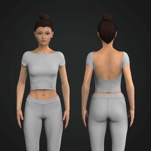 Ladies Boat Neckline Open Back Crop Top Tech Pack