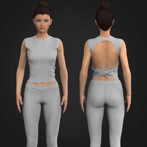 Ladies Boat Neckline Open Twisted Back Top Tech Pack