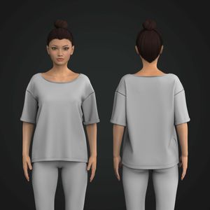 Ladies Boat Neckline Oversized Drop Shoulder Tee Tech Pack