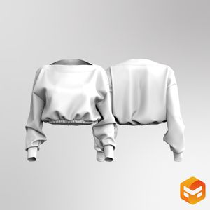 Ladies Boat Neckline Relaxed Long Sleeve Sweater 3D Garment