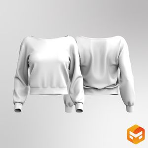 Ladies Boat Neckline Relaxed Sweater 3D Garment