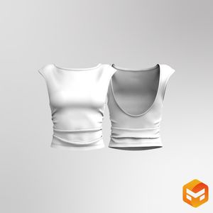 Ladies Boat Neckline Side Ruching Fitted Sleeveless Top 3D Garment