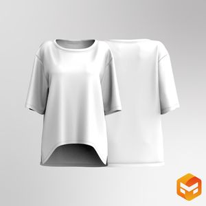 Ladies Boat Neckline Split Hem Oversized Tee 3D Garment