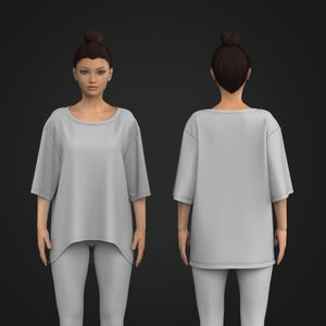 Ladies Boat Neckline Split Hem Oversized Tee Tech Pack