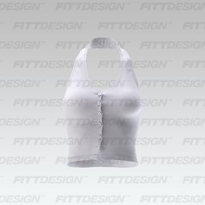 Ladies Button Up Backless Halter Neckline Top Smart Mockup