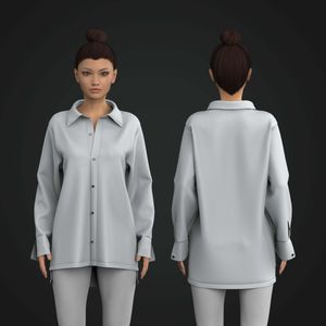 Ladies Button Up Drop Shoulder Oversized Shirt Tech Pack