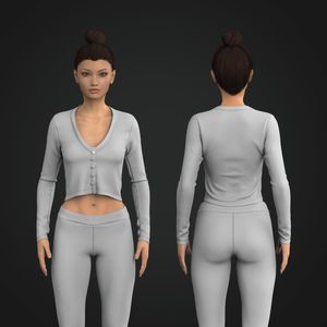 Ladies Button Up Fitted Long Sleeve Top Tech Pack