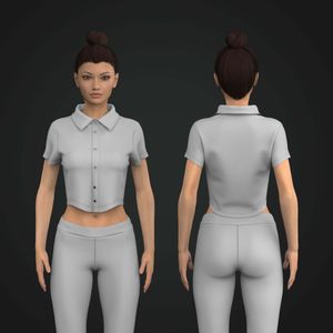 Ladies Button Up Scallop Bottom Polo Tee Tech Pack