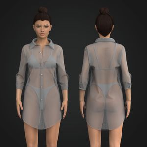 Ladies Button Up Shirt Dress Tech Pack