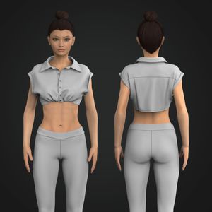 Ladies Button Up Spread Collar Micro Sleeveless Shirt Tech Pack