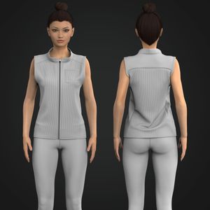 Ladies Cadet Collar Full Length Scrub Vest Tech Pack