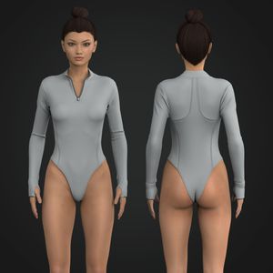 Ladies Cadet Collar Quarter Zip Bodysuit