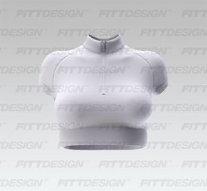 Ladies Cadet Collar Quarter Zip Cap Sleeve Crop Top Smart Mockup