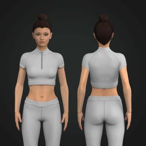 Ladies Cadet Collar Quarter Zip Cap Sleeve Crop Top Tech Pack