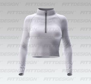Ladies Cadet Collar Quarter Zip Long Sleeve Crop Top Smart Mockup
