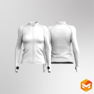 Ladies Cadet Collar Runner Sleeve Zip Up Jacket 3D Garment
