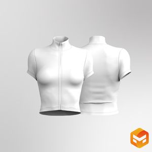 Ladies Cadet Collar Set In Short Sleeve Zip Up Jacket 3D Garment