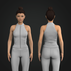 Ladies Cadet Collar Zip Up Fitted Tank Top Tech Pack