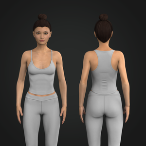 Ladies Camisole Neckline Scallop Bottom Fitted Tank Top Tech Pack