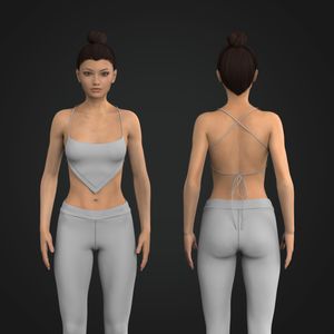 Ladies Camisole Neckline V-shaped Hemline Strappy Back Cropped Top Tech Pack