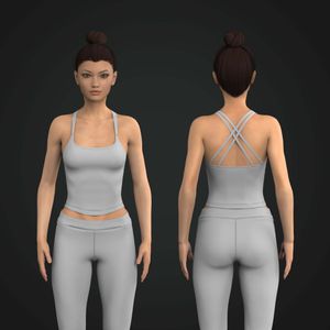 Ladies Camisole Squared Off Neckline Criss Cross Back Fitted Tank Top Tech Pack