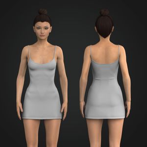 Ladies Camisole V-Neckline Fitted Dress Tech Pack