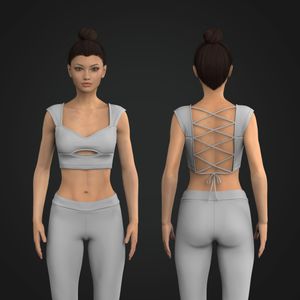 Ladies Cap Sleeve Cut Out Crop Tee