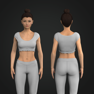 Ladies Cap Sleeve Elasticated Bottom Crop Bra Tech Pack