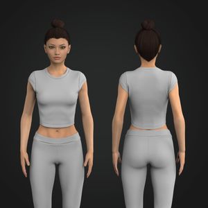 Ladies Cap Sleeve Light Scallop Bottom Crop Tee Tech Pack