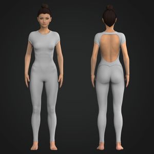 Ladies Cap Sleeve Open Back Full Length Jumpsuit Tech Pack