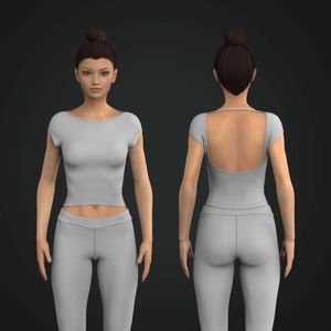 Ladies Cap Sleeve Open Back Mid Waist Top Tech Pack