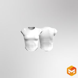 Ladies Cap Sleeve Scallop Bottom Fitted Crop Tee 3D Garment