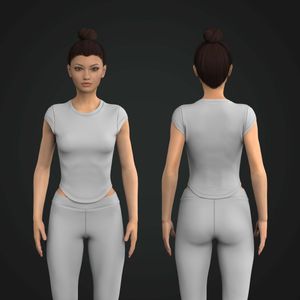 Ladies Cap Sleeve Scallop Bottom Fitted Crop Tee Tech Pack
