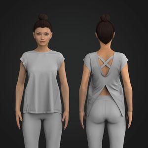 Ladies Cap Sleeve Strappy Back Split Hem Tee Tech Pack