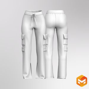 Ladies Cargo Side Split Joggers 3D Garment
