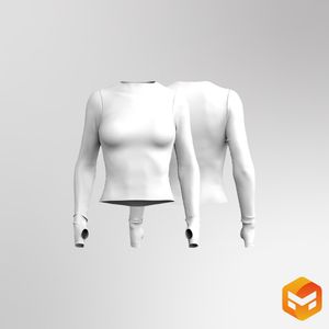 Ladies Collarless Neckline Runner Sleeve Fitted Top 3D Garment