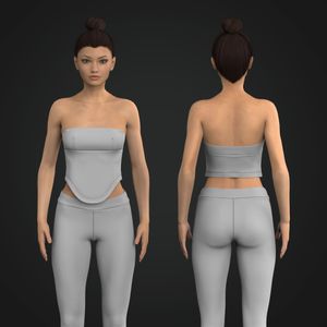 Ladies Corset Scallop Bottom Style Bandeau Tech Pack