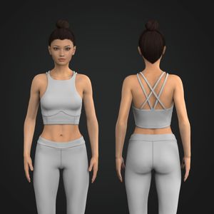 Ladies Corset Style Criss Cross Back Crop Tank Top Tech Pack