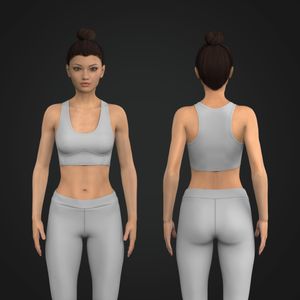 Ladies Corset Style Rounded Neckline Crop Bra Tech Pack
