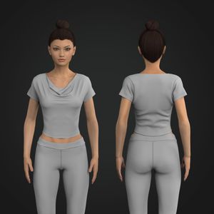 Ladies Cowl Neckline Set In Sleeve Fitted Tee Tech Pack