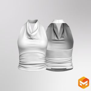 Ladies Cowl Neckline Side Ruching Backless Top 3D Garment