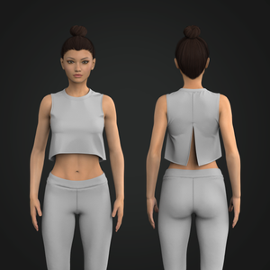 Ladies Crew Neck Cropped Tank With Welded Middle Back Split Tech Pack