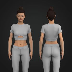 Ladies Crew Neck Front Cut Out Crop Tee